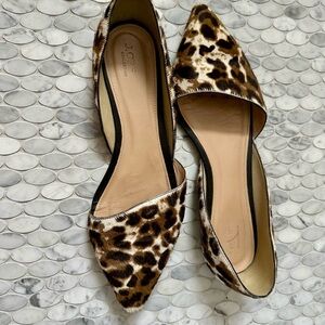 J. Crew Brown and Black Flats with Leopard Print